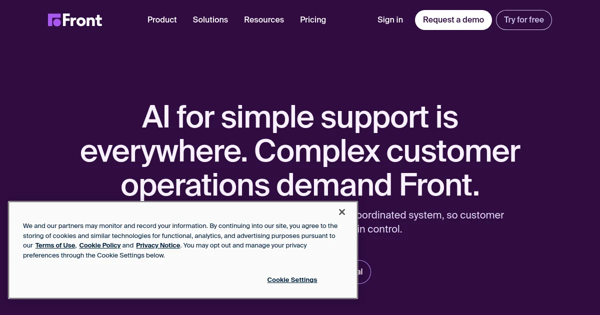 Front website homepage screenshot