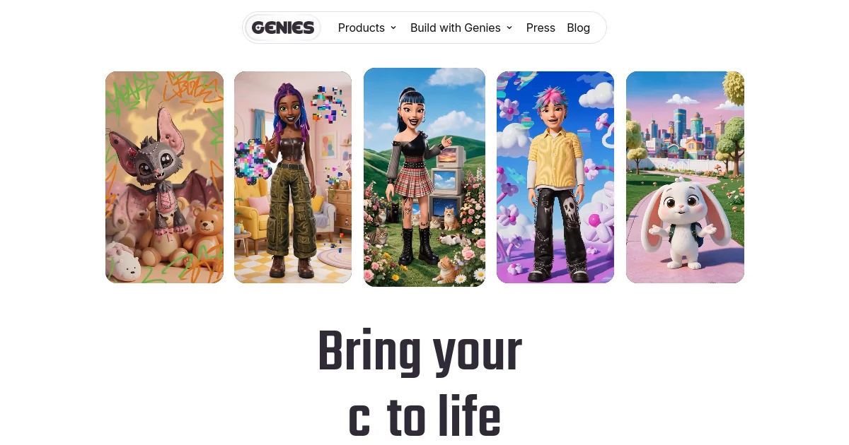 Genies website homepage screenshot