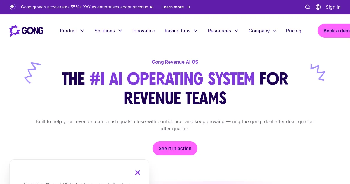Gong.io website homepage screenshot