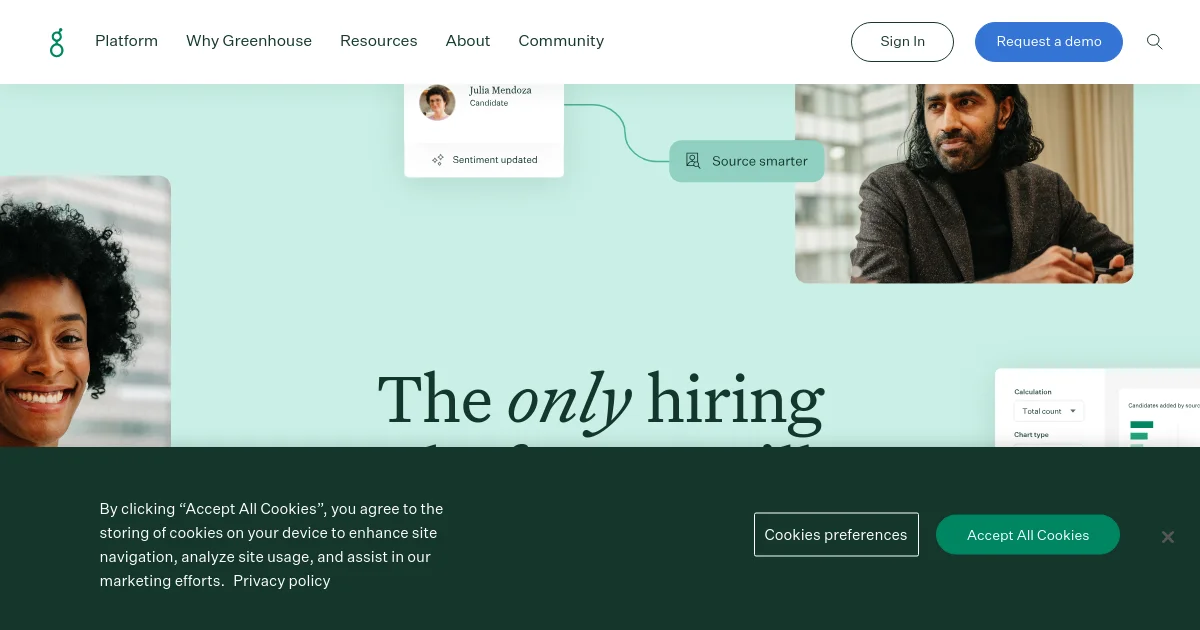 Greenhouse website homepage screenshot