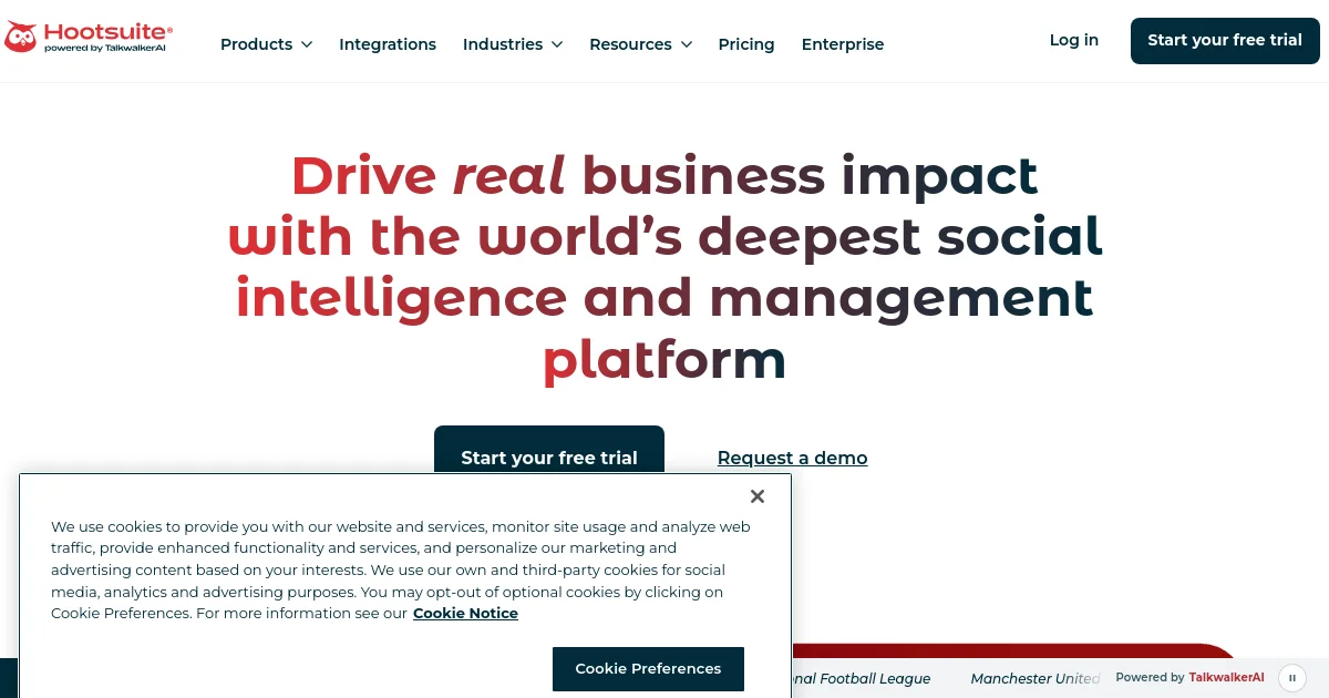 Hootsuite website homepage screenshot