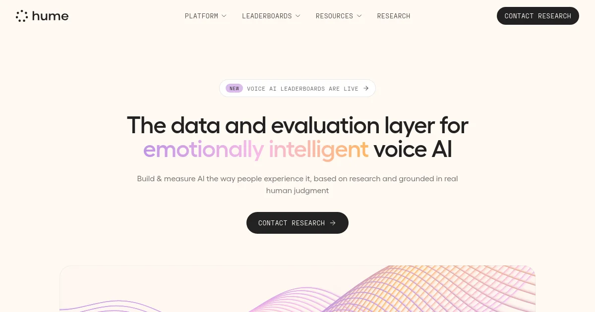 Hume AI website homepage screenshot