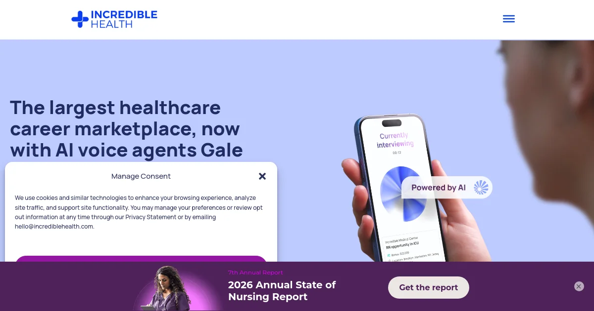 Incredible Health website homepage screenshot