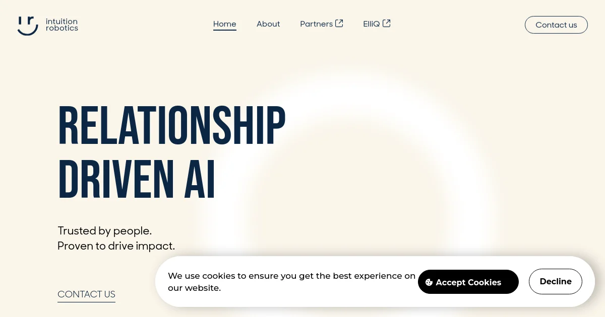 Intuition Robotics website homepage screenshot