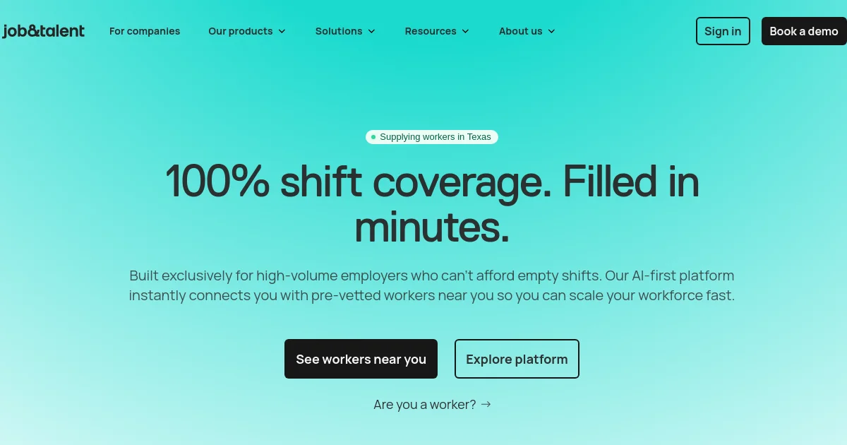 Jobandtalent website homepage screenshot