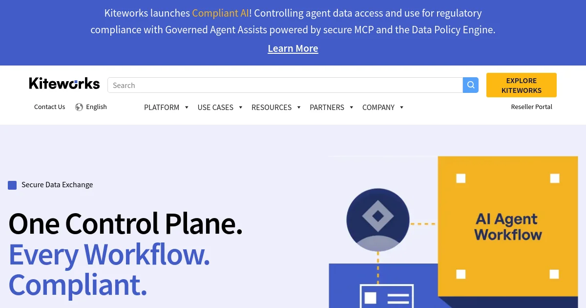 Kiteworks website homepage screenshot