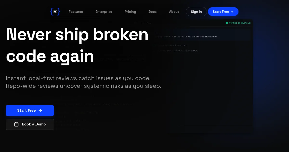 Kluster website homepage screenshot