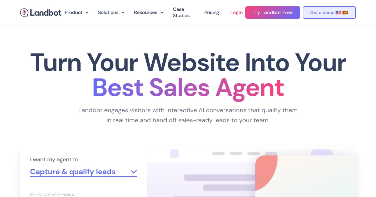 Landbot website homepage screenshot