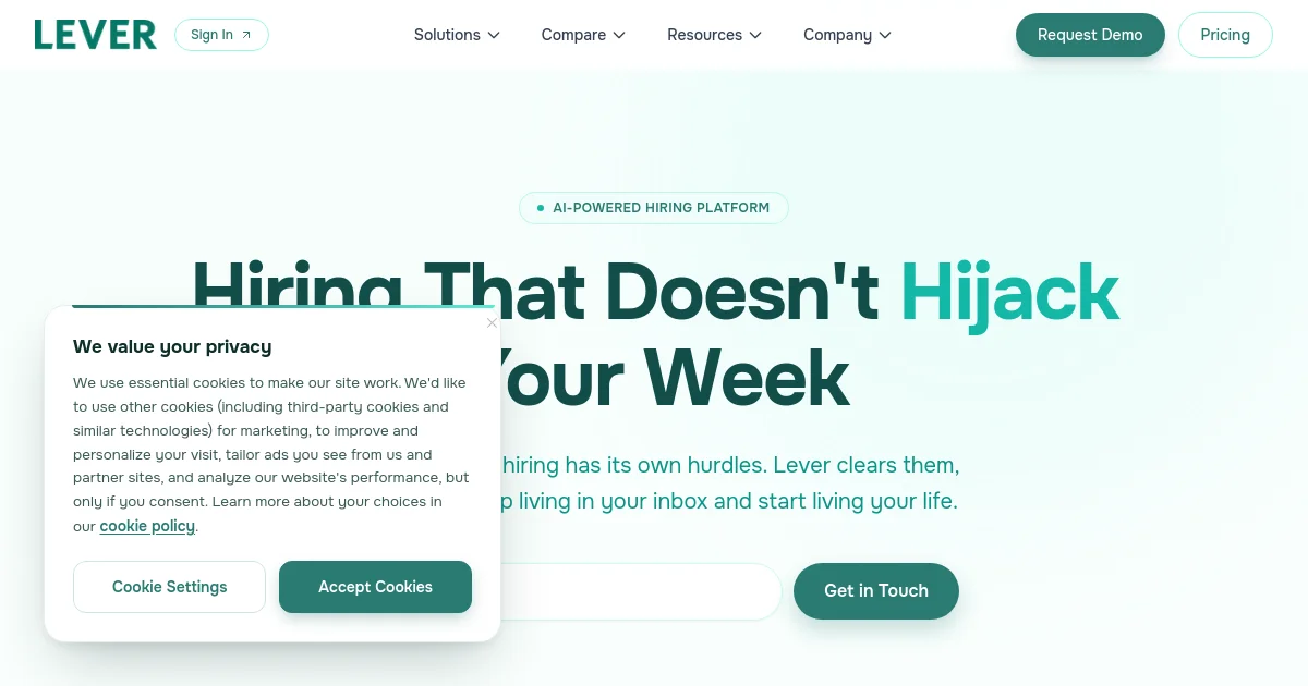 Lever website homepage screenshot