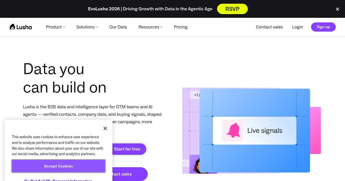 Lusha website homepage screenshot