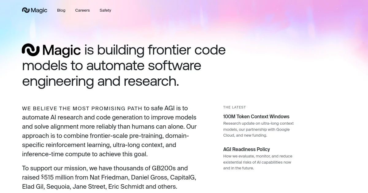 Magic website homepage screenshot