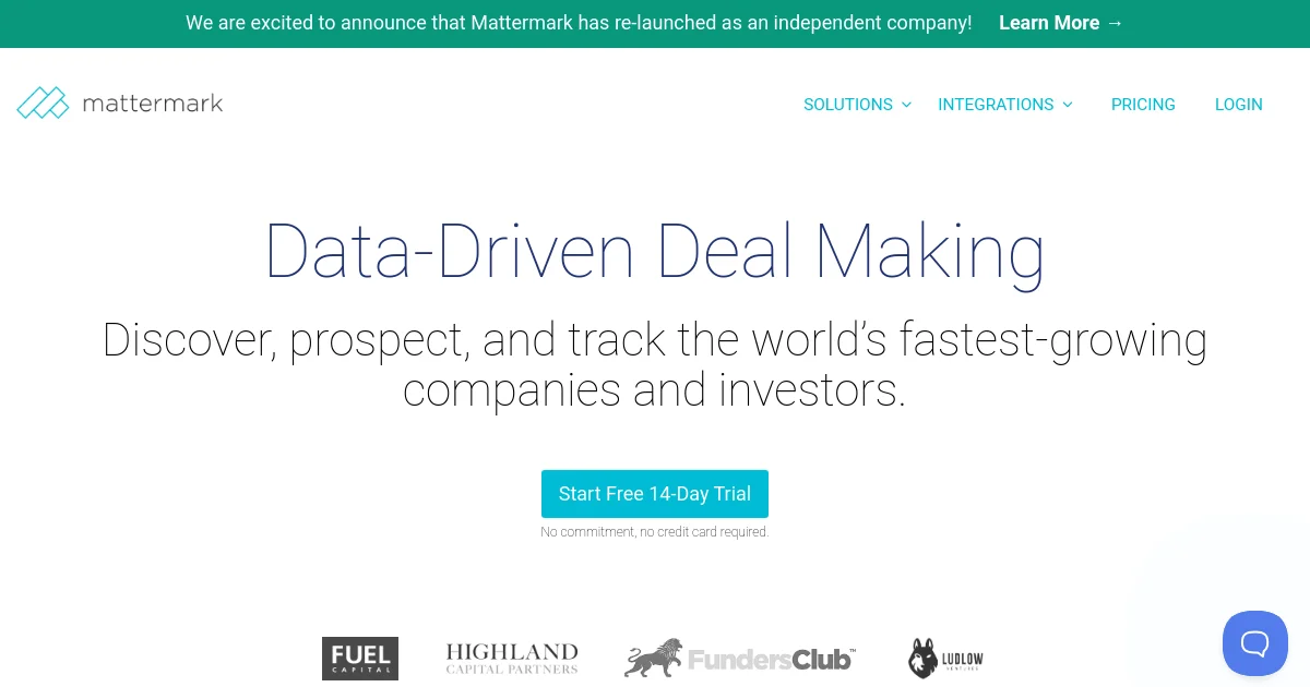 Mattermark website homepage screenshot