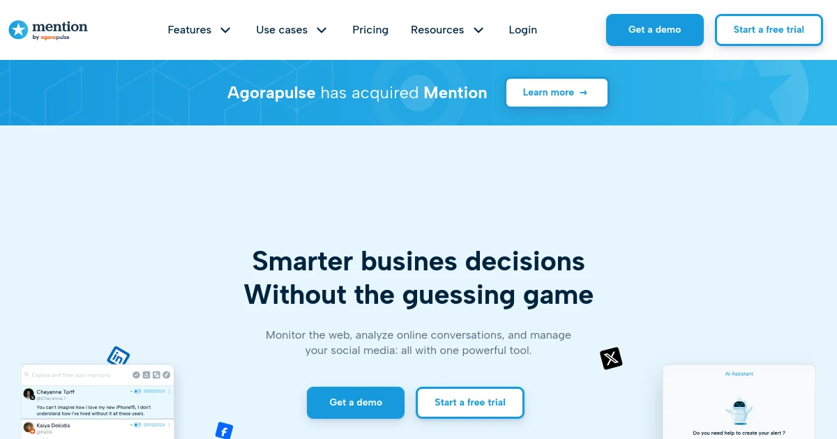 Mention website homepage screenshot