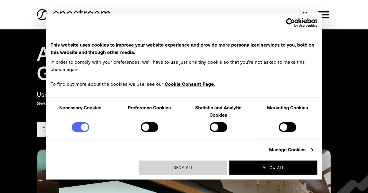 OneStream website homepage screenshot
