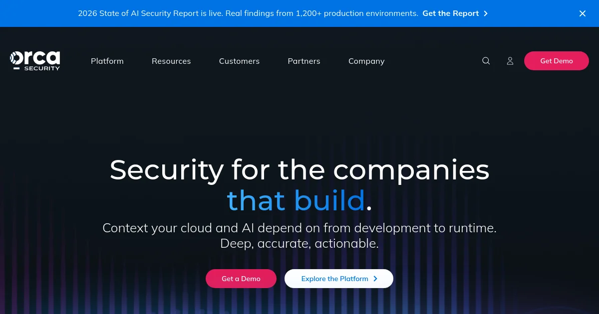 Orca Security website homepage screenshot