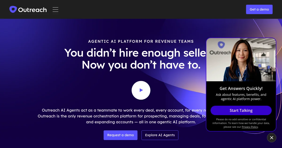 Outreach website homepage screenshot