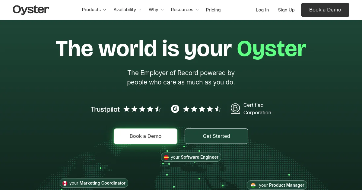 Oyster HR website homepage screenshot