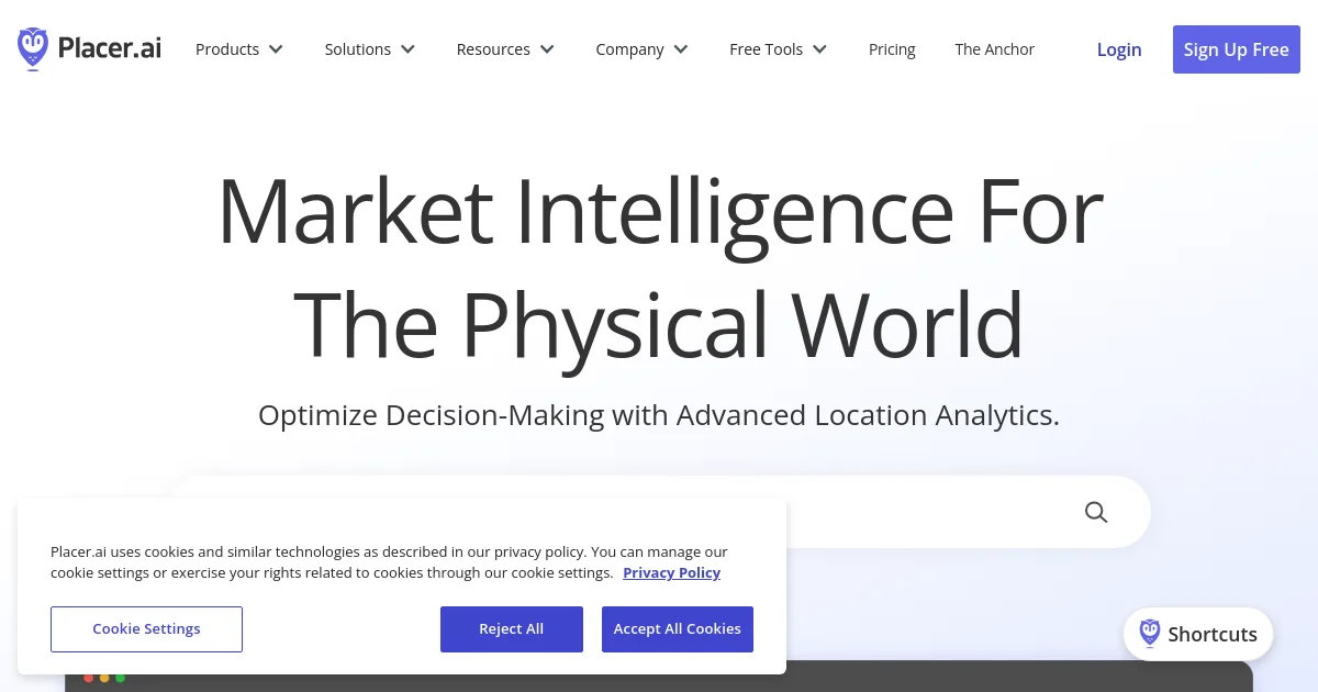 Placer.ai website homepage screenshot