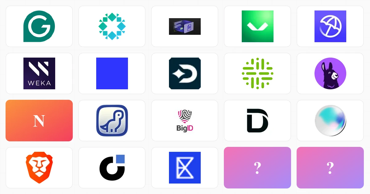 Logos of the 18 startups featured in The 18 Best Privacy-First AI Tools for Client Work in 2026