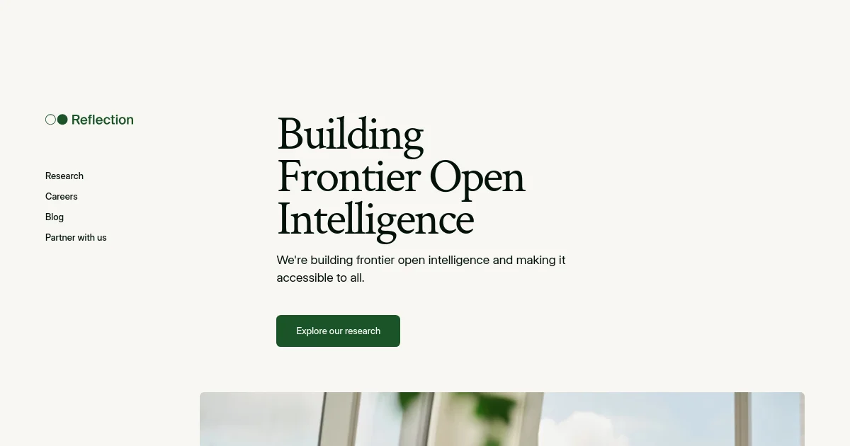 Reflection AI website homepage screenshot