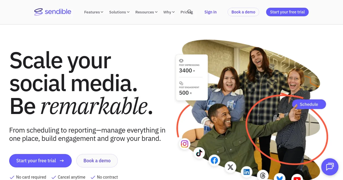 Sendible website homepage screenshot
