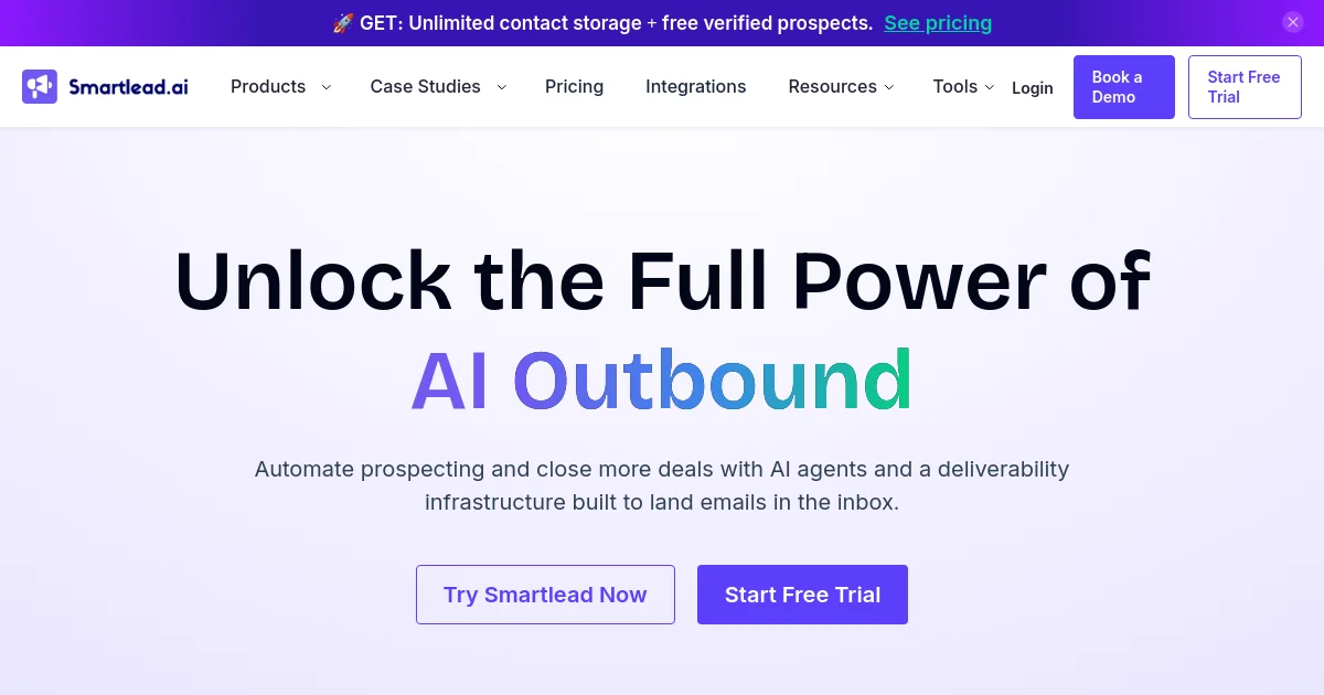 Smartlead website homepage screenshot