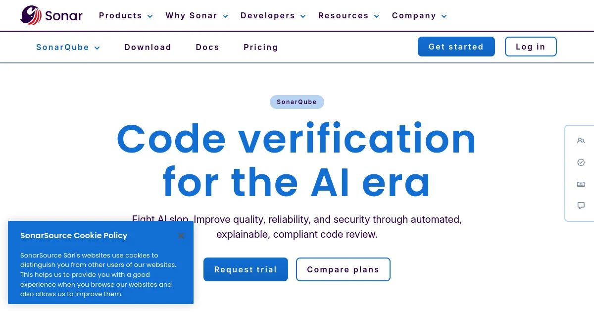 SonarQube website homepage screenshot
