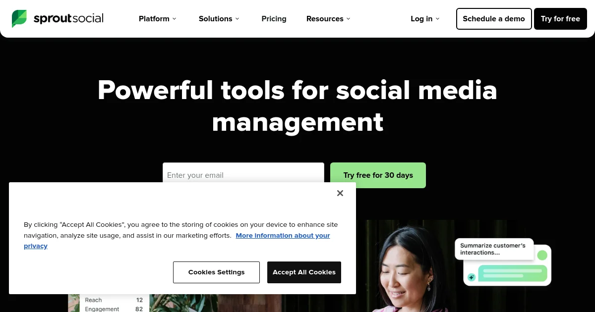 Sprout Social website homepage screenshot