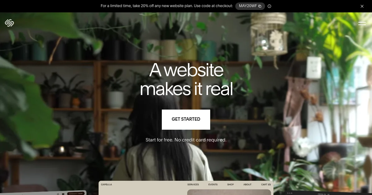Squarespace website homepage screenshot