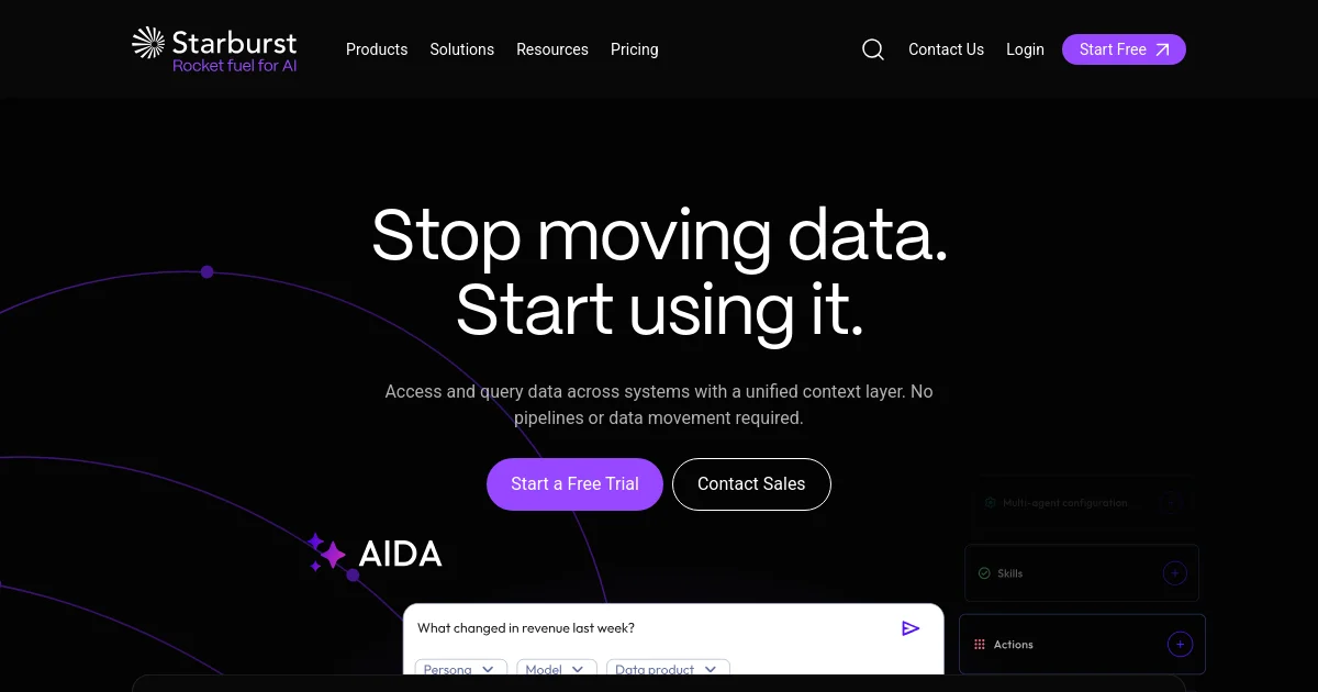 Starburst Data website homepage screenshot