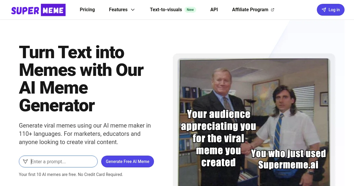 Supermeme website homepage screenshot