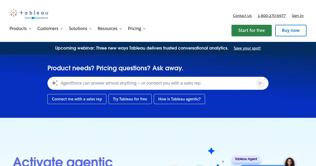 Tableau website homepage screenshot