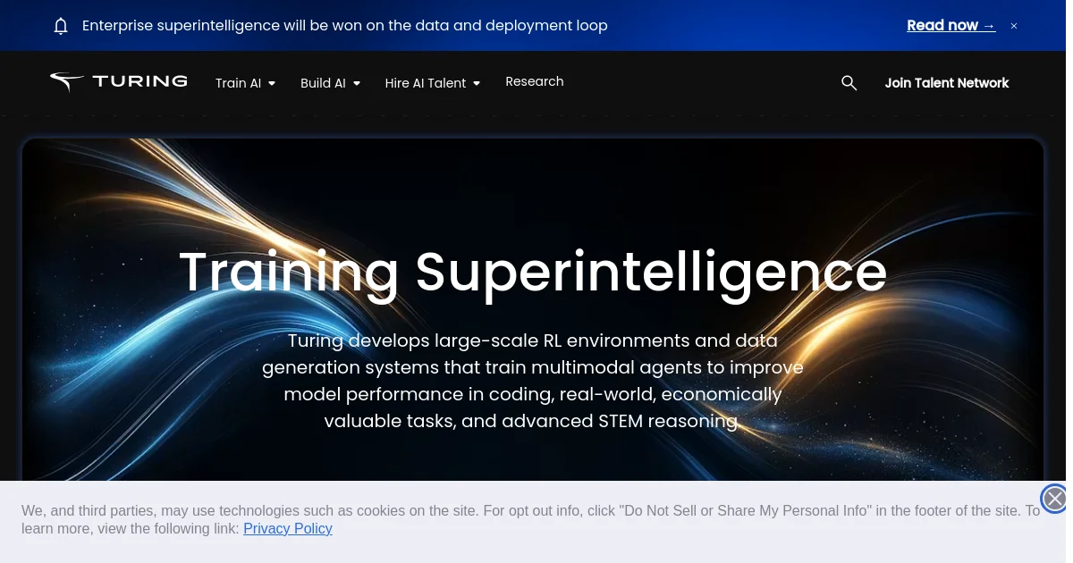 Turing website homepage screenshot