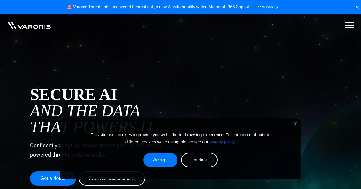 Varonis Systems website homepage screenshot