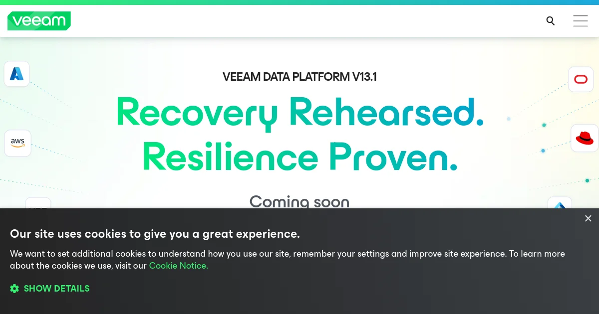 Veeam website homepage screenshot