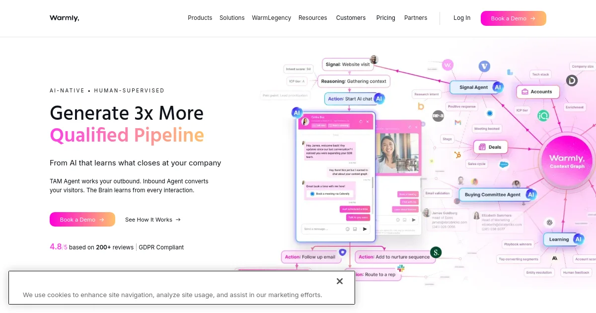 Warmly Tech website homepage screenshot