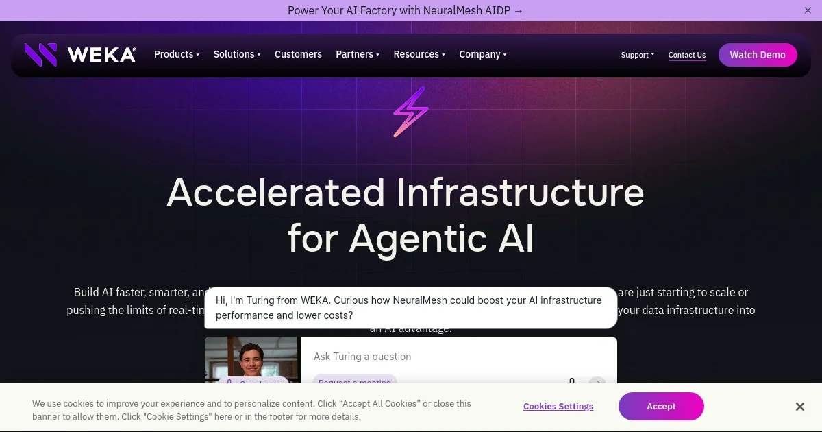 WekaIO website homepage screenshot