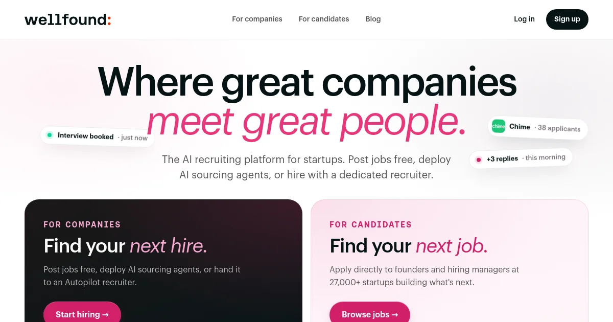 Wellfound website homepage screenshot