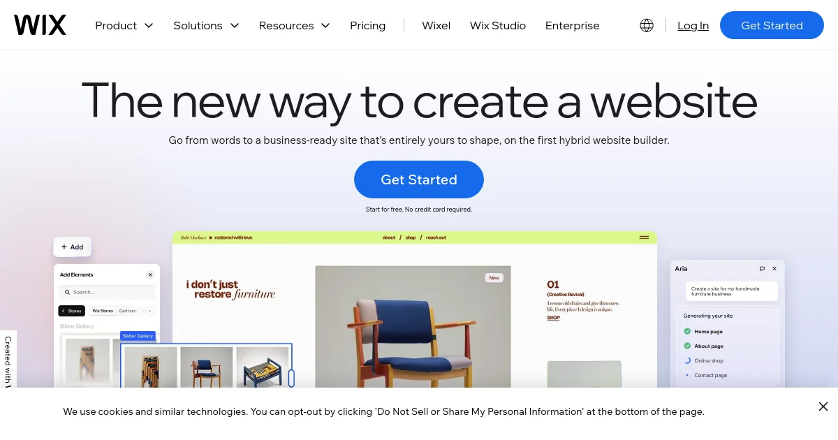 Wix website homepage screenshot