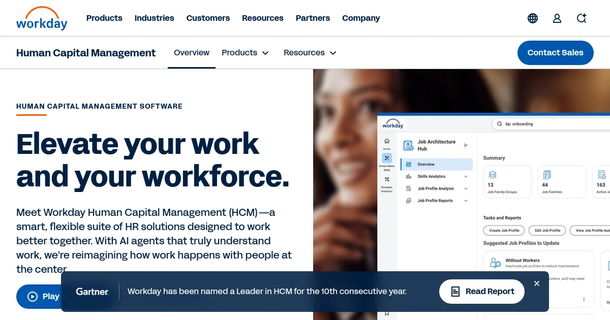 Workday Human Capital website homepage screenshot