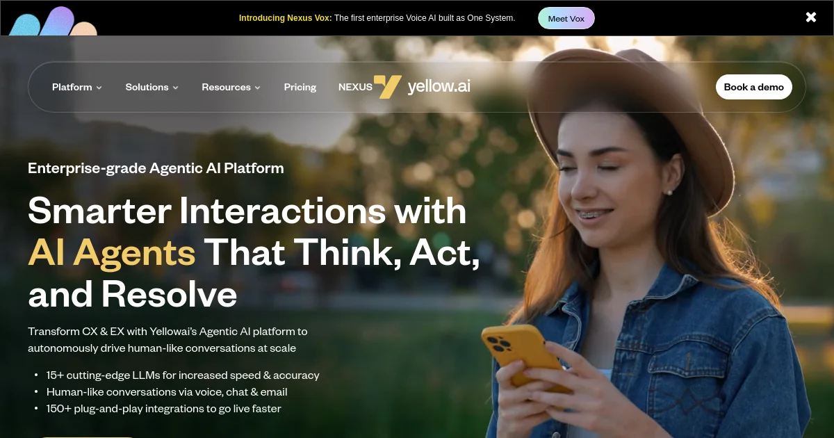 Yellow.ai website homepage screenshot