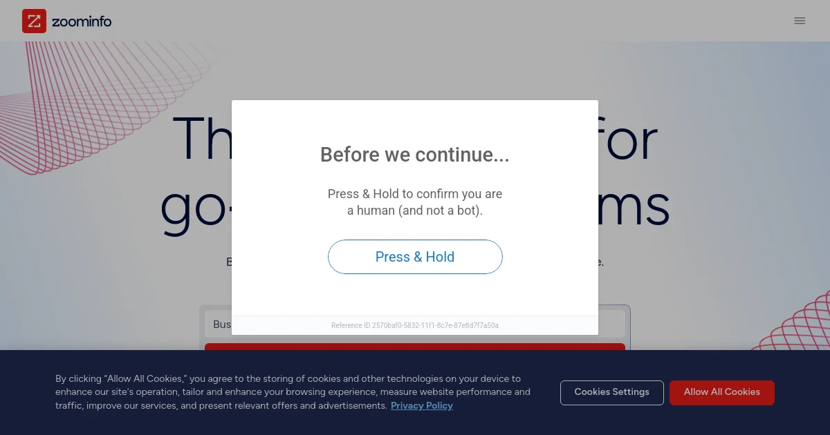 ZoomInfo website homepage screenshot