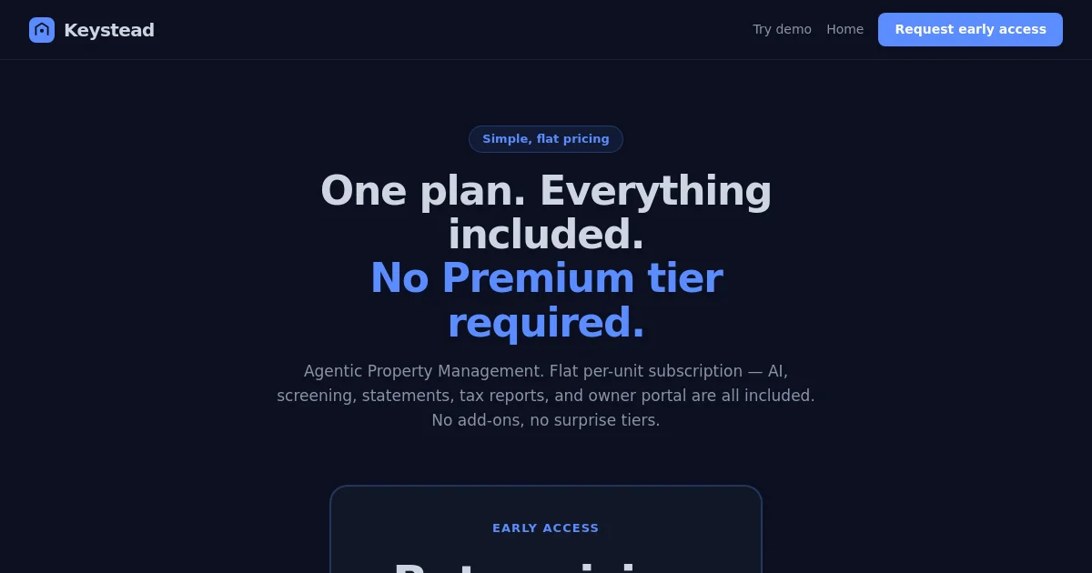 Keystead pricing page
