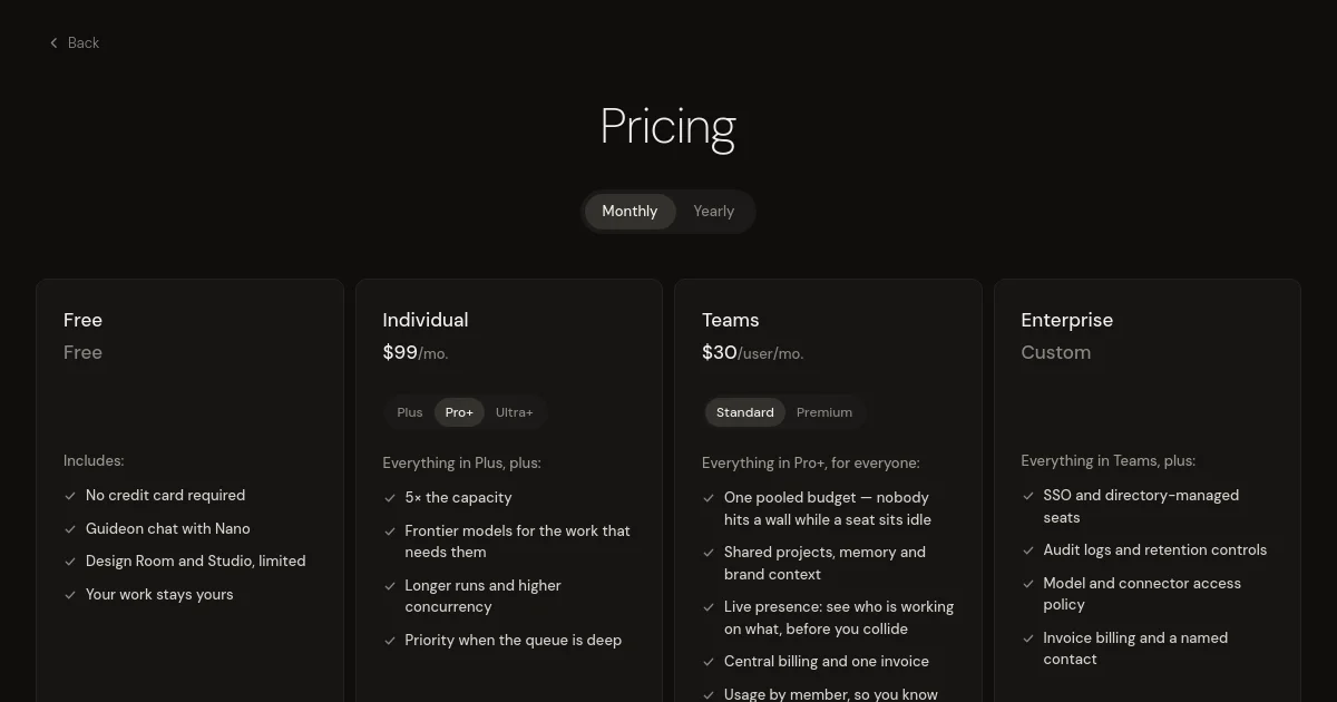 Guideon pricing page