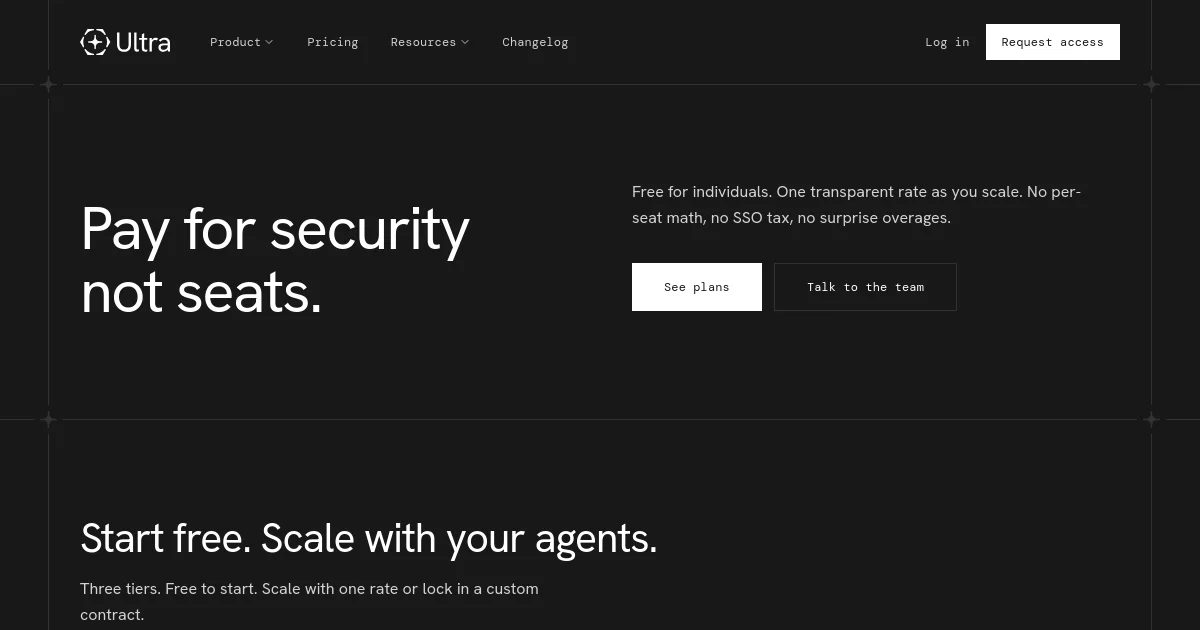 Ultra Security pricing page