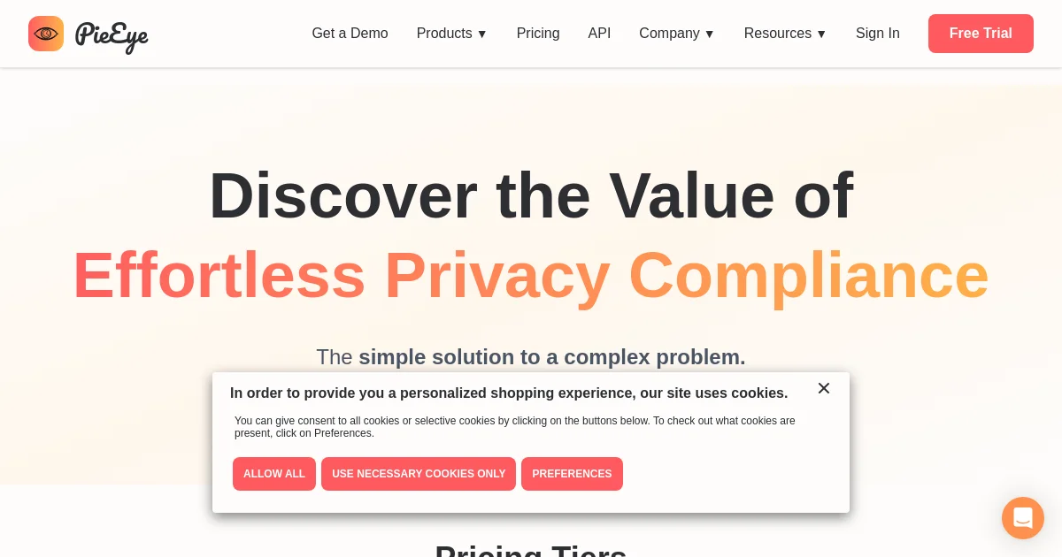 PieEye pricing page