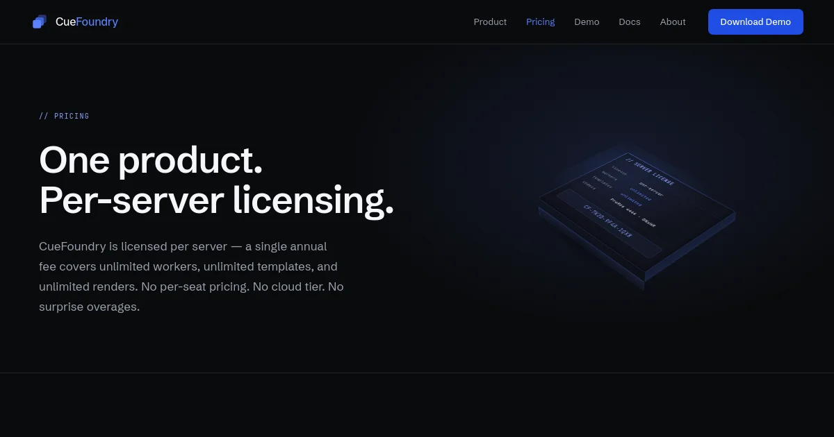 Cuefoundry pricing page