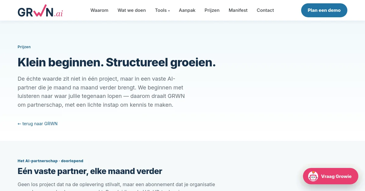 Grwn pricing page