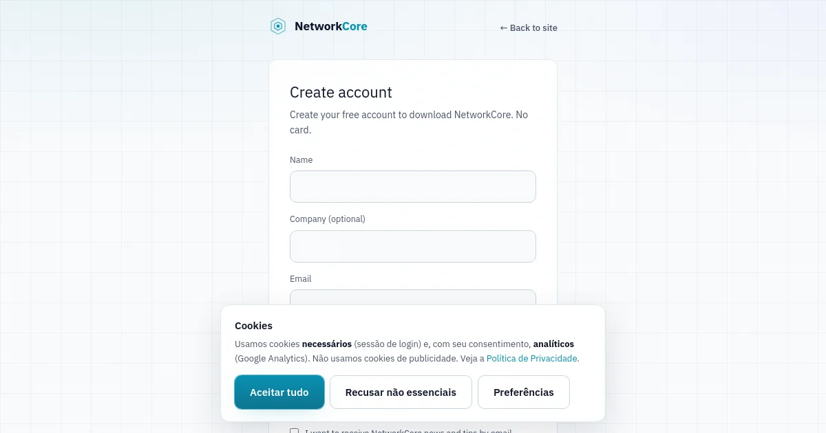 Networkcore pricing page