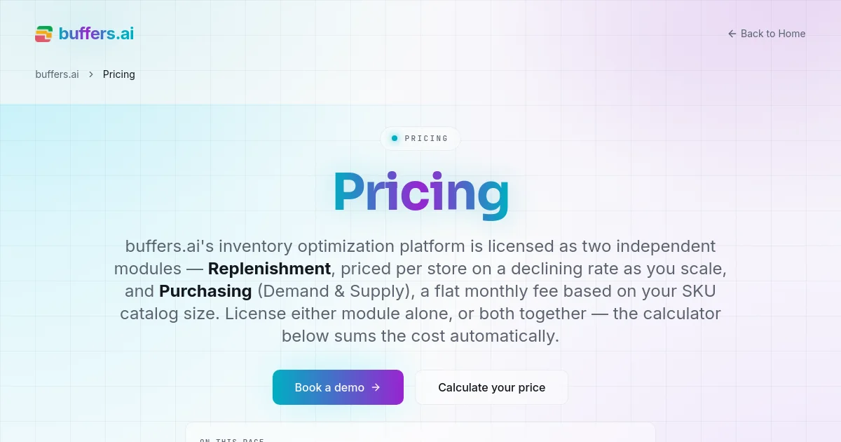 Buffers.ai pricing page